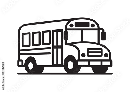 School bus Line Art Icon, Outline Stock Vector Illustration
