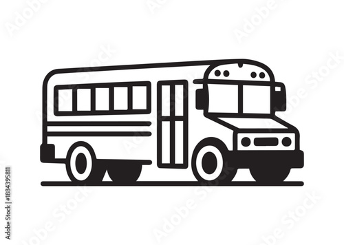 School bus Line Art Icon, Outline Stock Vector Illustration