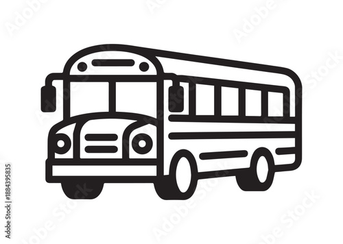School bus Line Art Icon, Outline Stock Vector Illustration