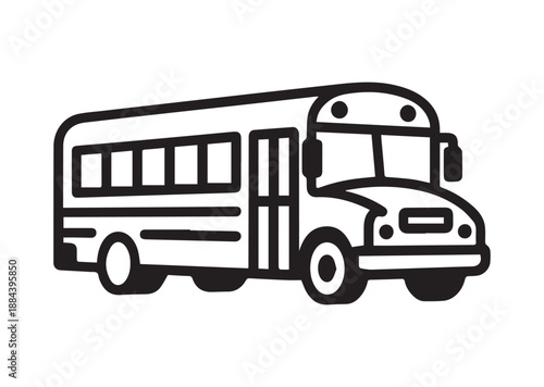 School bus Line Art Icon, Outline Stock Vector Illustration
