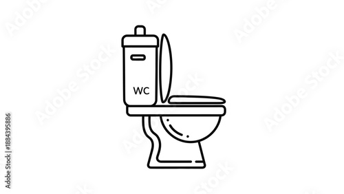 Toilet with open lid and cistern.