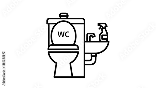 Toilet with soap dispenser beside.