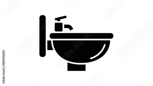 Bathroom sink with wall mounted faucet.