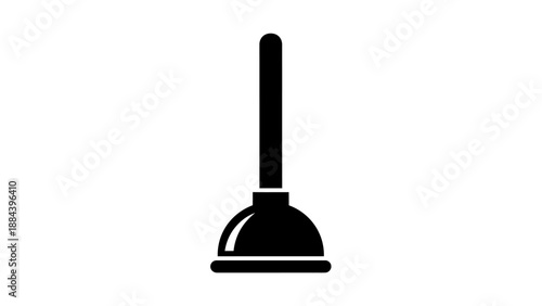 Black toilet plunger icon symbol.