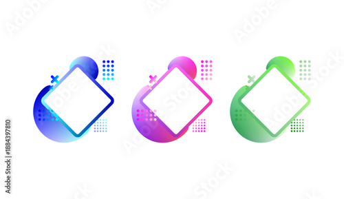set of rhombus element designs with different color