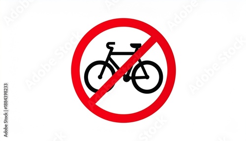 Black bicycle silhouette crossed out by red diagonal line inside red circle indicating no bicycles allowed