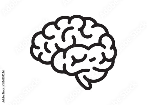 Brain Line Art Icon, Outline Stock Vector Illustration