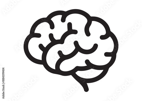 Brain Line Art Icon, Outline Stock Vector Illustration
