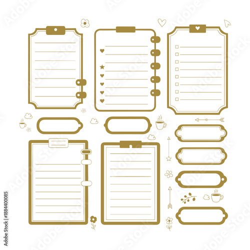 Golden Decorative Frames and Elements for Bullet Journaling and Notes border