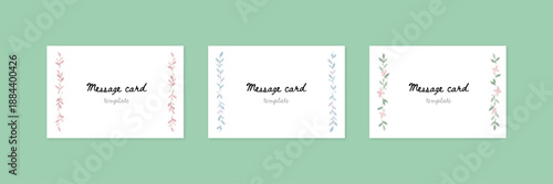 Watercolor-Style Botanical Line Message Card Template／植物ライン装飾
