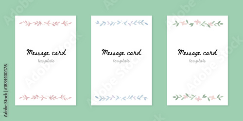 Watercolor-Style Botanical Line Message Card Template／植物ライン装飾
