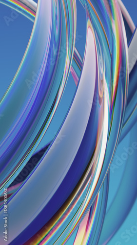 Vibrant Glass Rings in Dynamic Curves: Colorful Abstract Motion for Design and Tech © lotus_studio