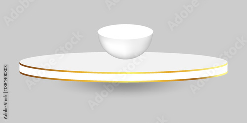 Four empty white shelves isolated on transparent background. Vector design template