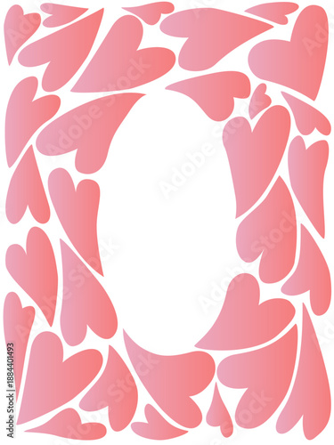 Background vector doodle drawing pink hearts with free space for inscription.