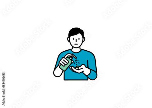 Person using hand sanitizer to disinfect their hands for personal hygiene and germ prevention