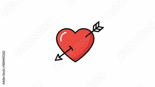 Red Heart Pierced by Cupid Arrow Symbolizing Love.