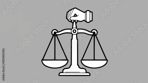 Scales of Justice held by a fist symbol.