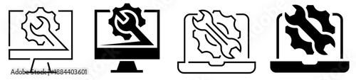 It Support Icons. Technical Support Icon In 2 Different Styles. Editable stroke, Vector illustration