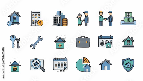 Real Estate Icons Set Collection Property Business Icons.