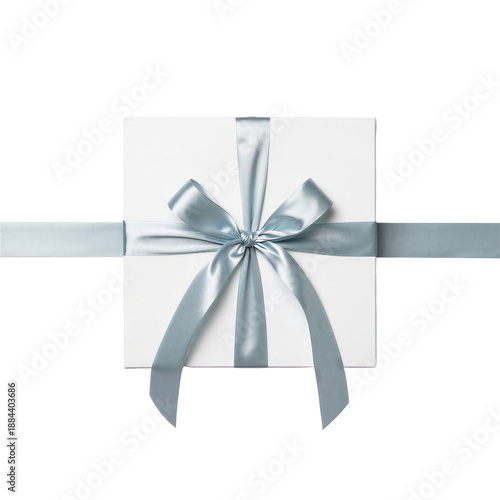 White Gift Box With Silver Ribbon Bow