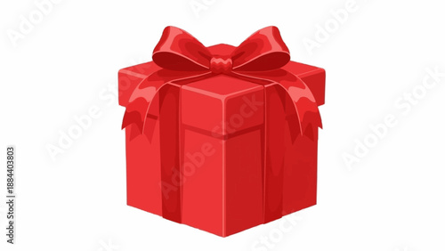 Red Gift Box with Ribbon and Bow.