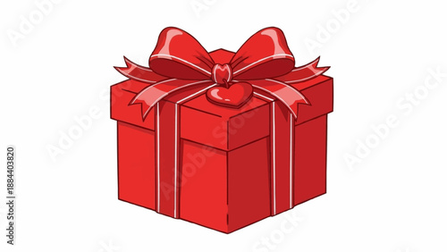 Red Gift Box with Ribbon and Bow.