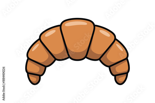 A cartoon illustration of a golden brown croissant on a white background