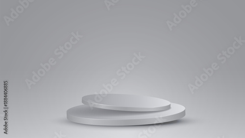 3D disk podium background in soft haze backdrop, Studio light scene. Minimalist 3D mockup pedestal. Clean scene for product presentation mockup template. 
