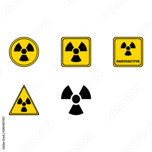 set of radioactive sign in different board