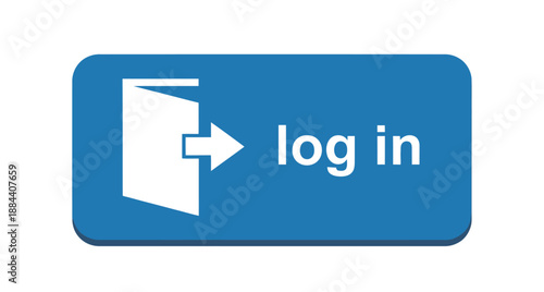 Flat Design Log In Button for Website or Application User Interface with Door and Arrow Icon