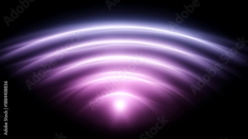 Abstract Light Waves: An mesmerizing image showcasing graceful, glowing light waves in shades of violet and pink, evoking a sense of energy and connection against a dark backdrop.