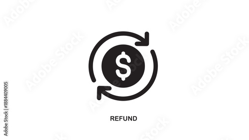 Circular money return symbol with dollar sign a modern icon on transparent background silhouette