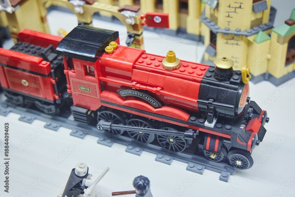 Naklejka premium Moscow, Russia. - June 23, 2025: Lego construction kit, old models. Collection of the famous toy series