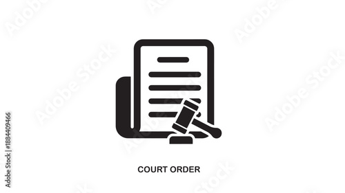 Legal document with gavel court order symbol on transparent background silhouette