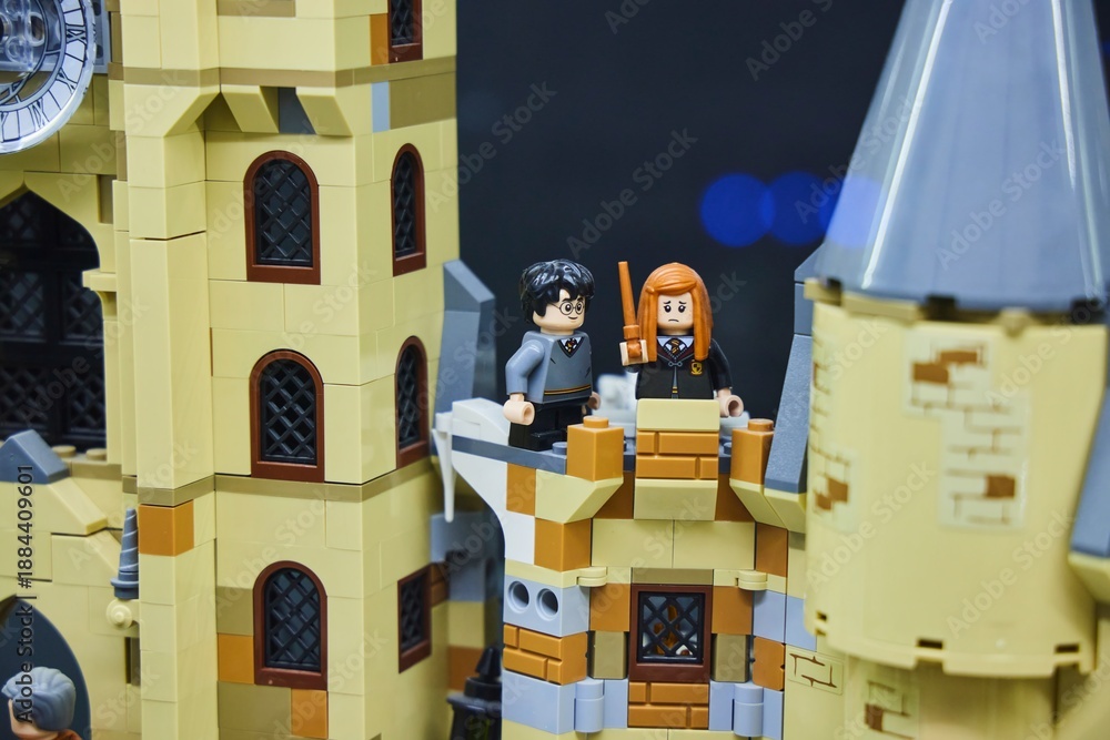 Naklejka premium Moscow, Russia. - June 23, 2025: Lego construction kit, old models. Collection of the famous toy series