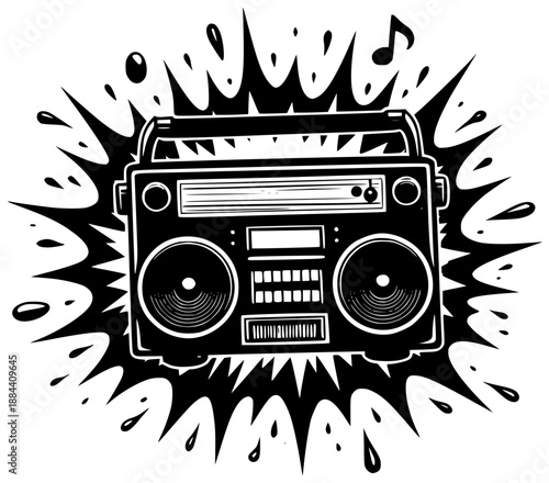 radio illustration vintage silhouette retro logo technology icon old outline music sound audio equipment entertainment speaker style object broadcast shape for vector graphic background