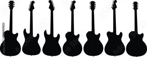 Black silhouettes of electric and acoustic guitars electric guitar