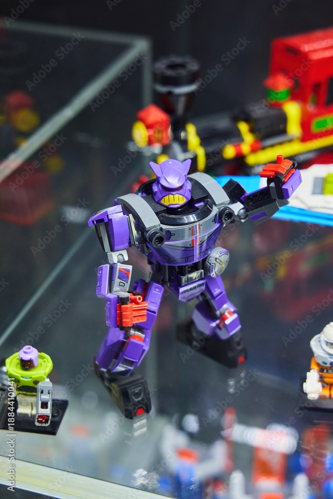 Naklejka premium Moscow, Russia. - June 23, 2025: Lego construction kit, old models. Collection of the famous toy series