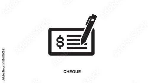 Black cheque with pen icon on transparent background silhouette