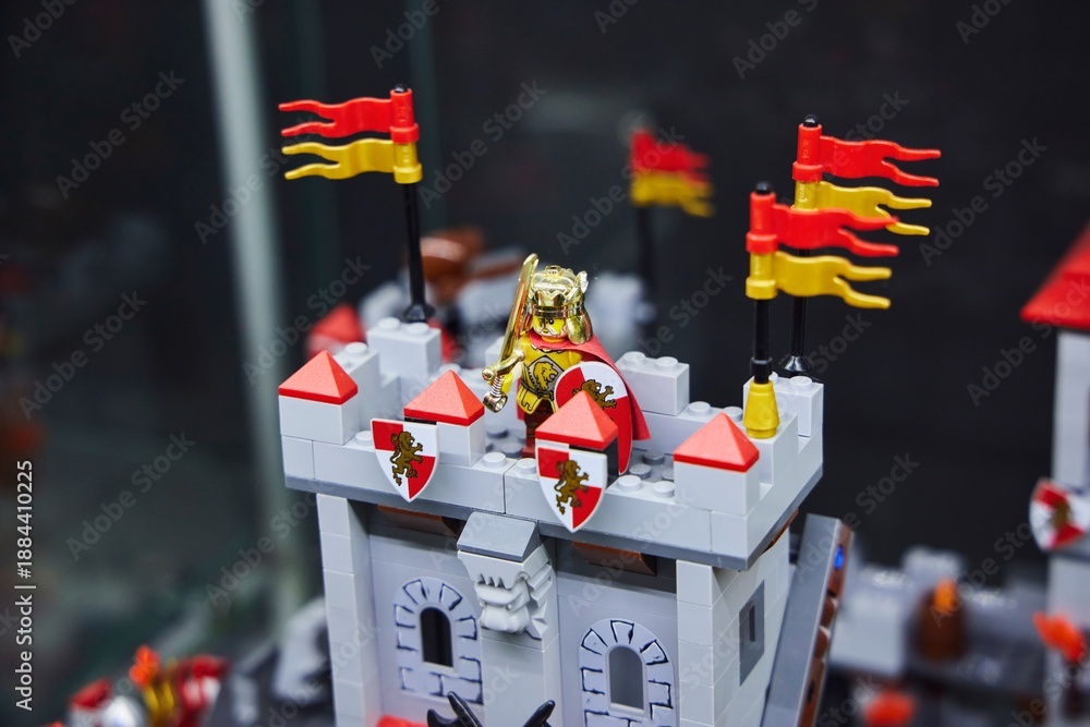 Obraz premium Moscow, Russia. - June 23, 2025: Lego construction kit, old models. Collection of the famous toy series