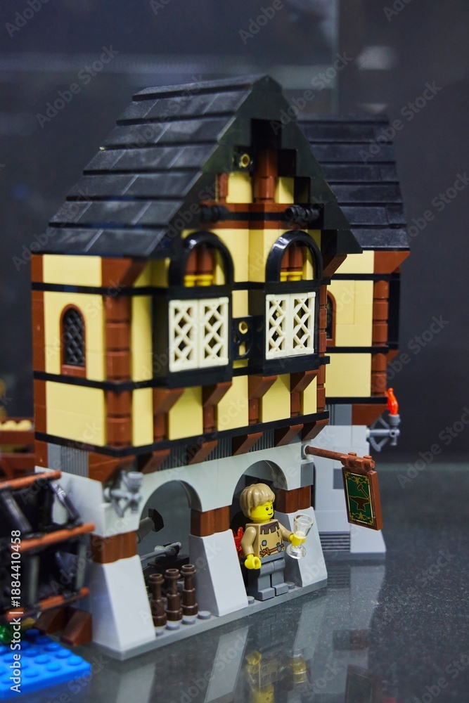 Naklejka premium Moscow, Russia. - June 23, 2025: Lego construction kit, old models. Collection of the famous toy series