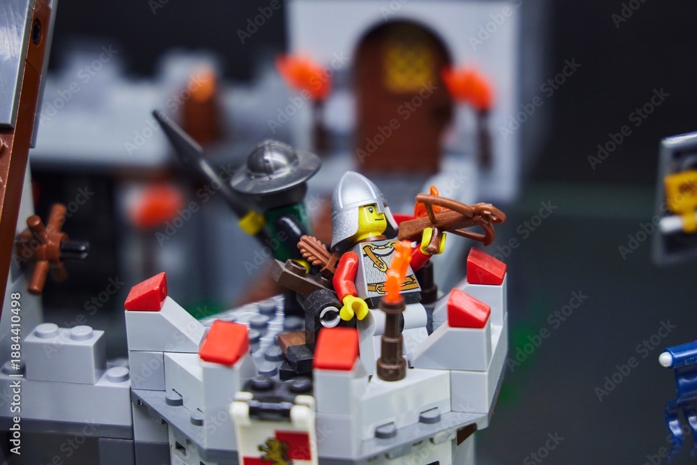 Obraz premium Moscow, Russia. - June 23, 2025: Lego construction kit, old models. Collection of the famous toy series