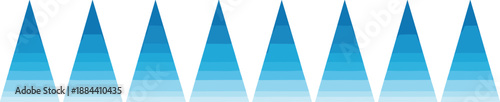 Blue gradient triangular shapes in a row triangles