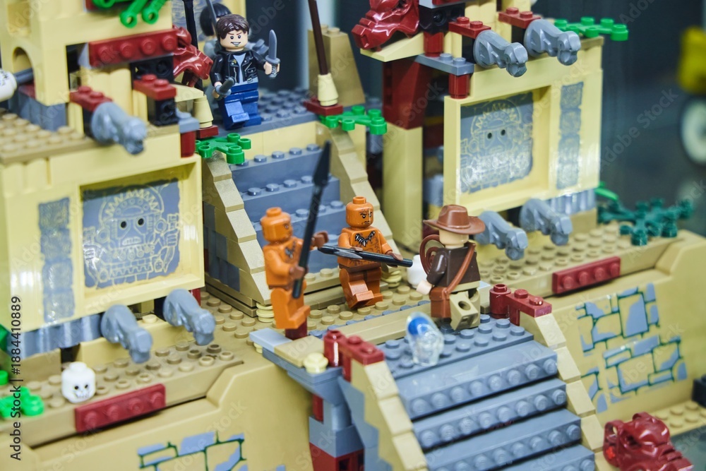 Obraz premium Moscow, Russia. - June 23, 2025: Lego construction kit, old models. Collection of the famous toy series
