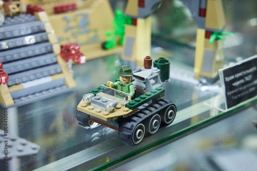 Obraz premium Moscow, Russia. - June 23, 2025: Lego construction kit, old models. Collection of the famous toy series