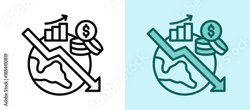 Global Recession whitegreen icon