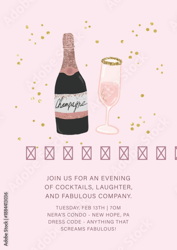 Anything That Sparkles Glam Cocktail Party Invitation | Paris Night Cocktail Party Digital Invitation | Fabulous Company Cocktail Soiree Invite