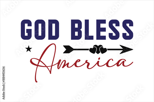 Patriotic design featuring god bless america with a star and arrow