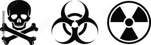 Skull and crossbones biohazard and radiation warning symbols biohazard symbol radiation symbol