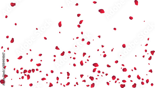 Red rose petal rain illustration for luxury perfume packaging